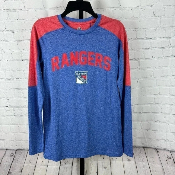 NY Rangers Long Sleeve Athletic Material Shirt Size Small - Picture 1 of 6